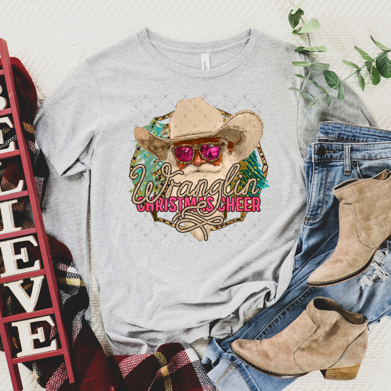 Wranglin Christmas Cheer / Pink - TRANSFER (Kayndi)