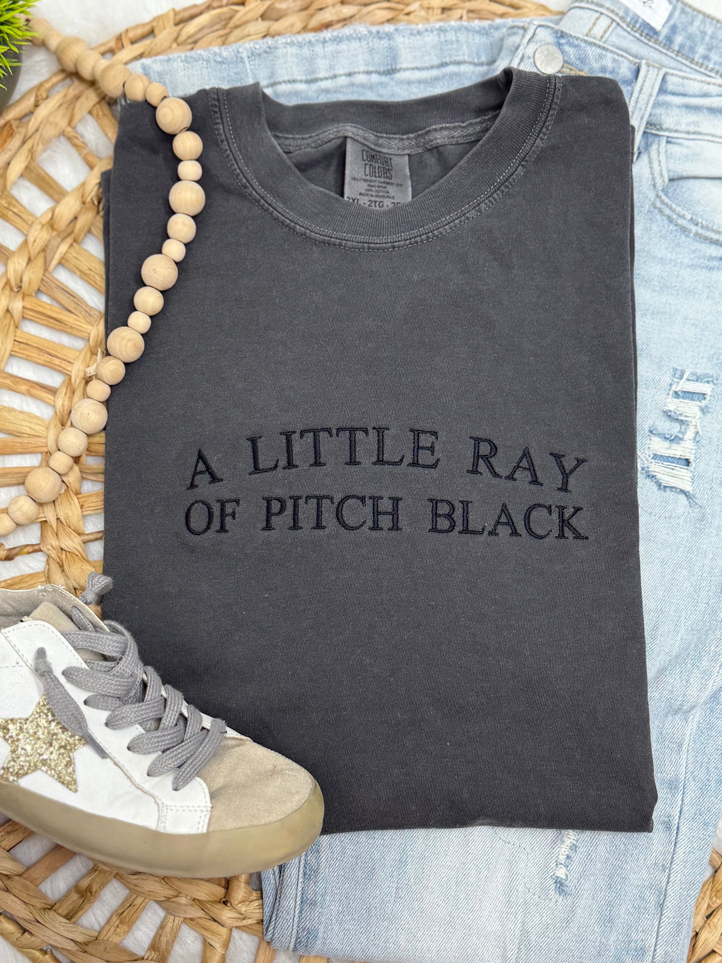 Little Ray Of Pitch Black- EMBROIDERED TEE