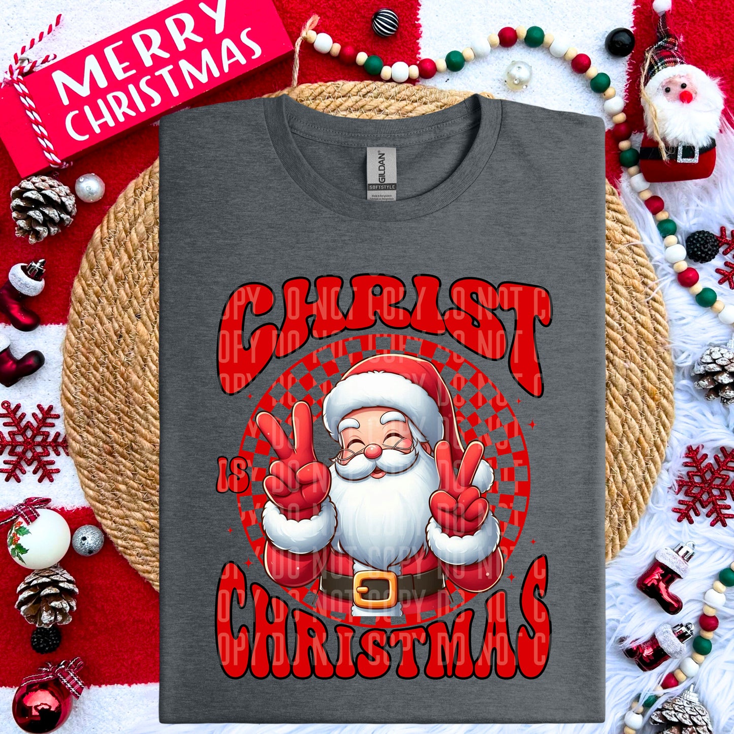 Christ is Christmas Santa Peace Sign - TRANSFERS (CC)