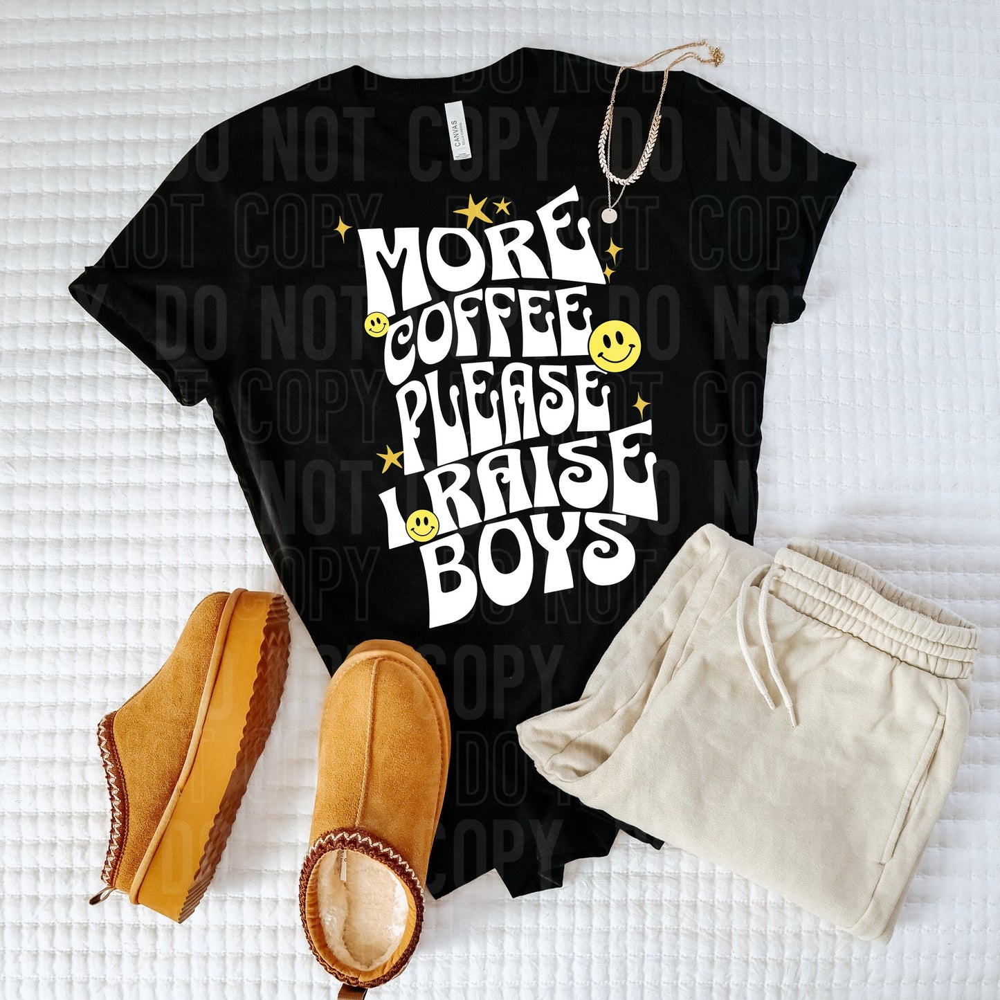 More Coffee Please I Raise Boys / Whiteink - TRANSFERS (SBB)