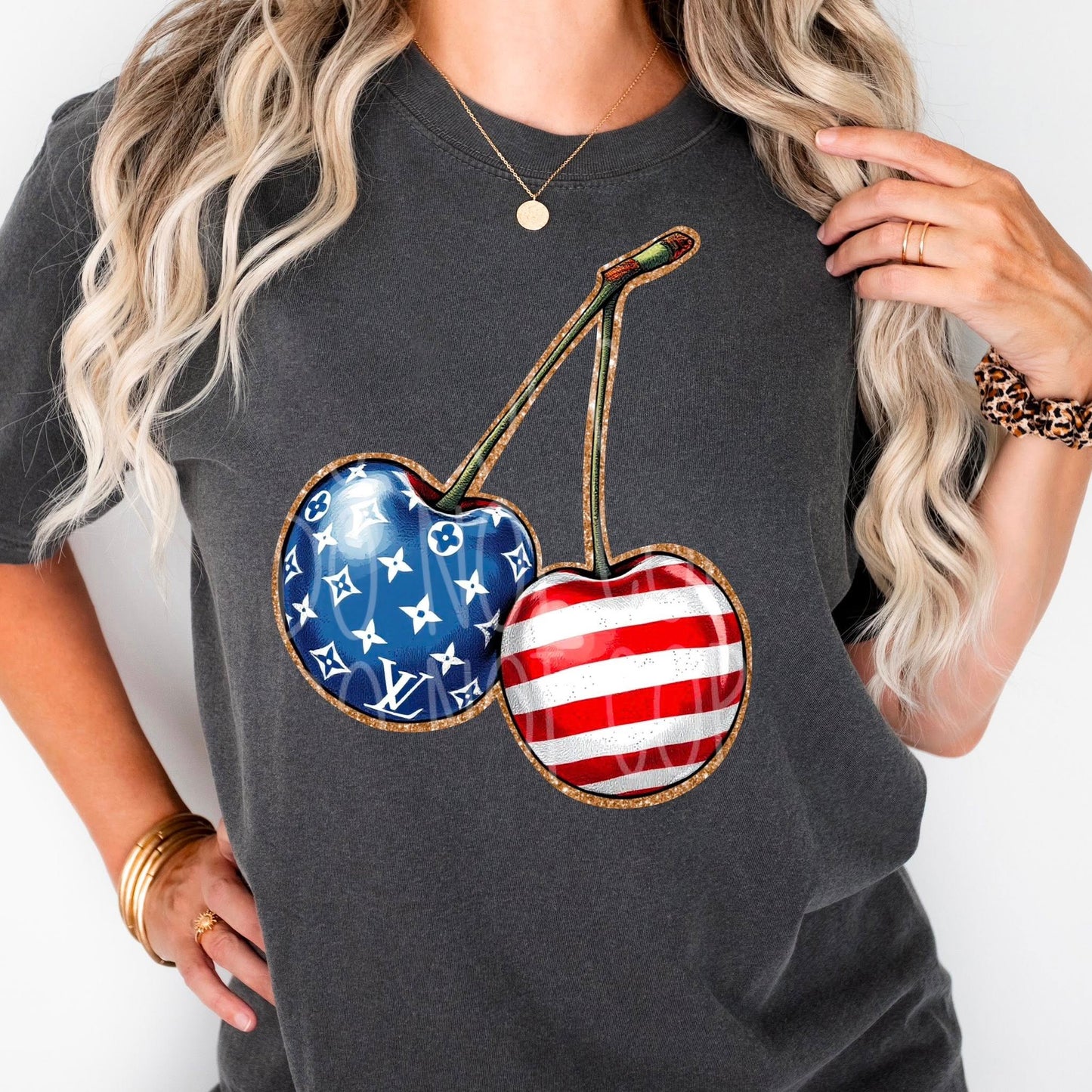 Red White Blue Cherries - TRANSFER (FDCD)