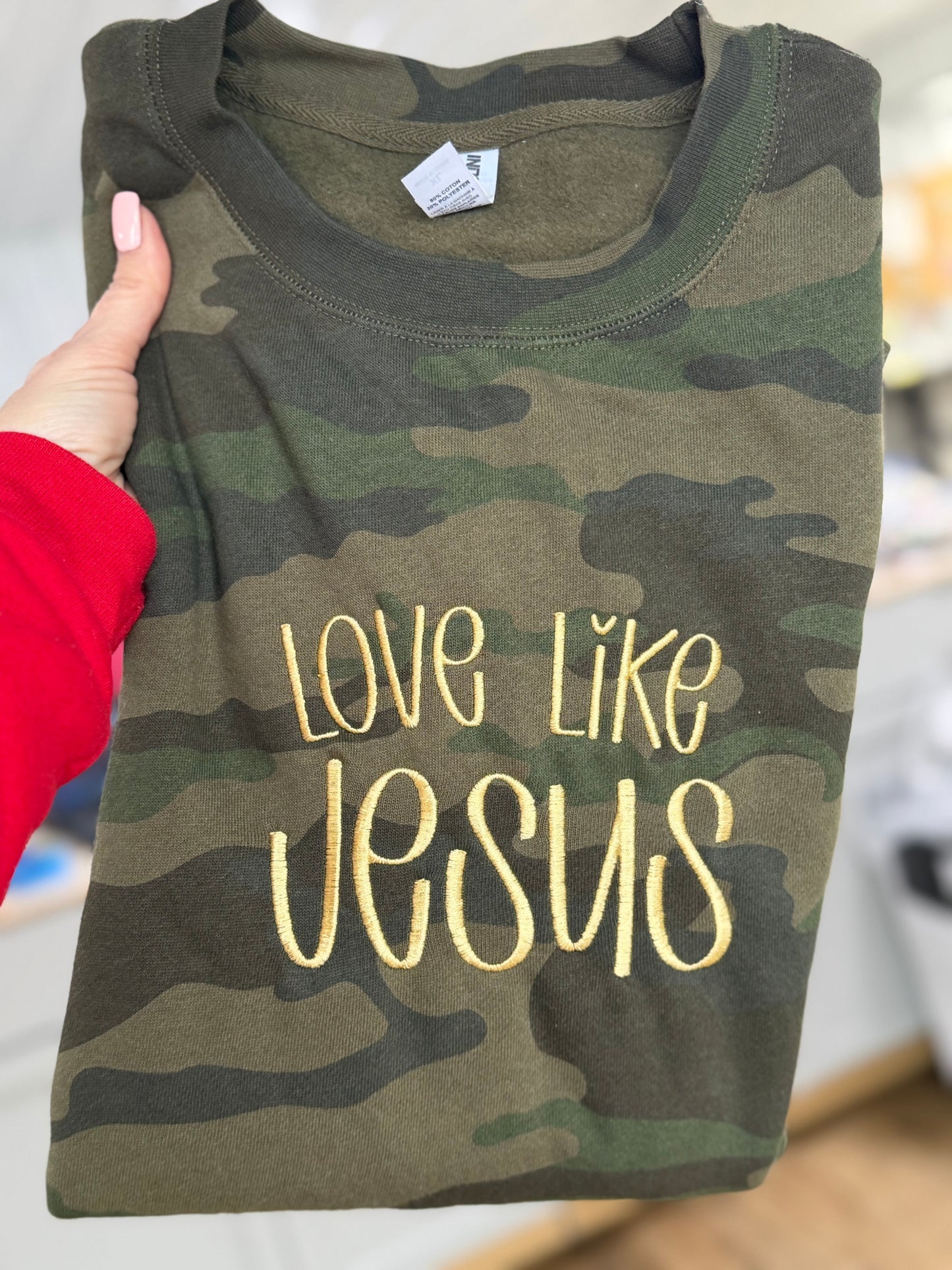 Love like Jesus camo sweatshirt- SIZE Medium