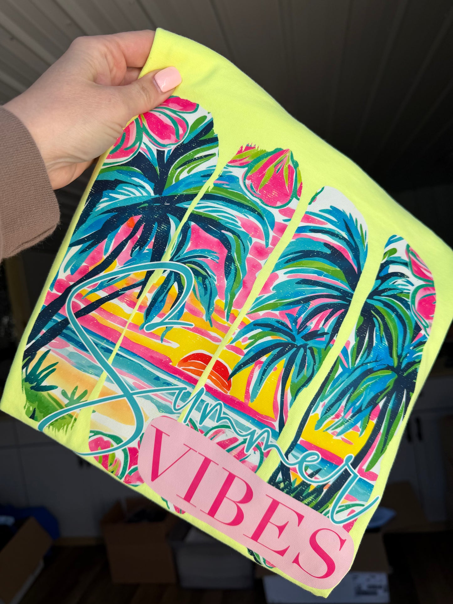 Summer Vibes Neon Yellow Tshirt