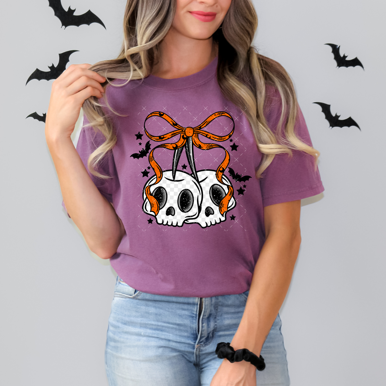 Orange Skelly Bow - TRANSFER (Unhinged)