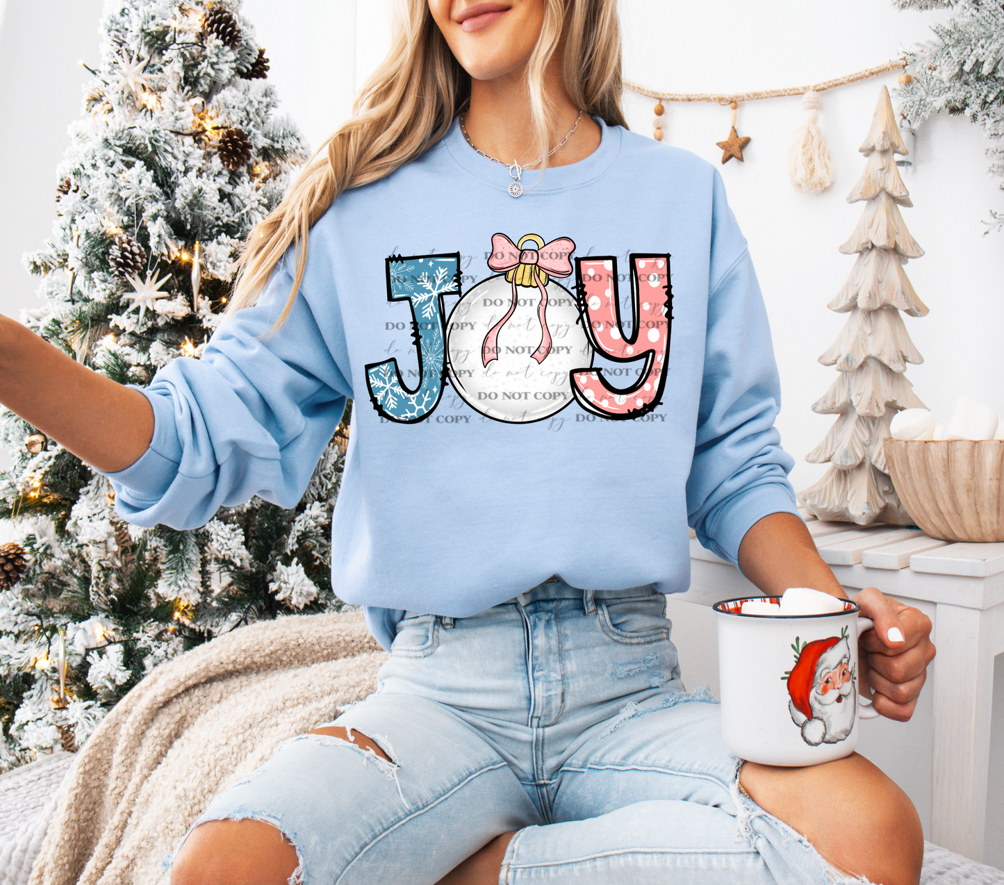 Blue and Pink Joy Bulb with Bow - TRANSFER (40E)