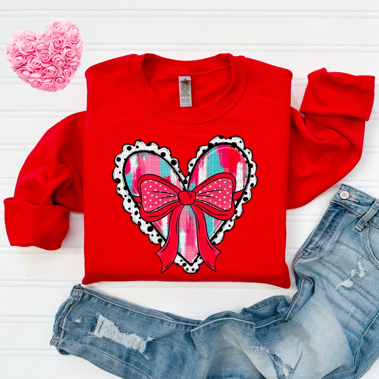 Multicolor Heart with Bow - TRANSFER (SDD)