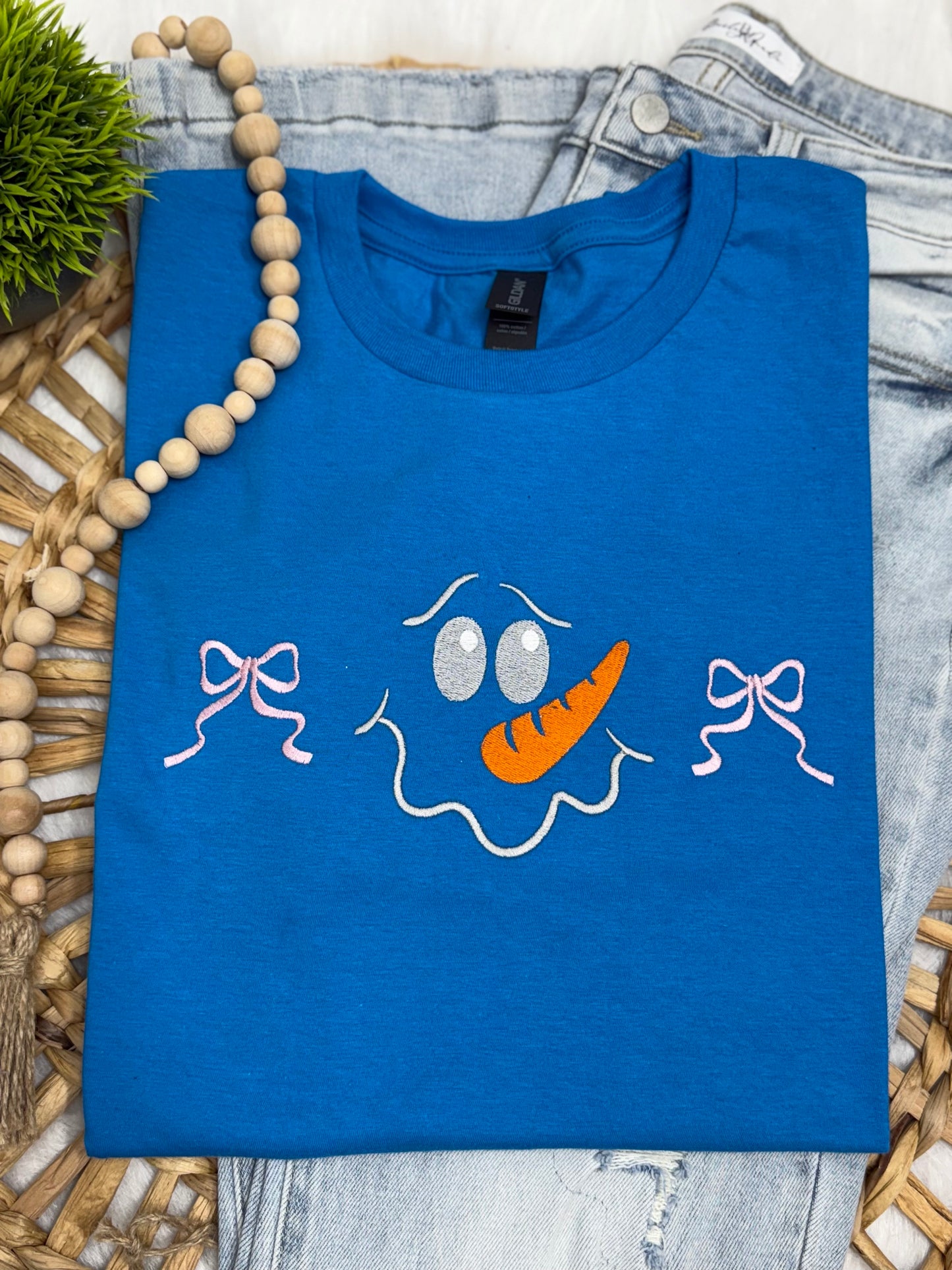 Snowman with bows - EMBROIDERED SWEATSHIRT (Copy)