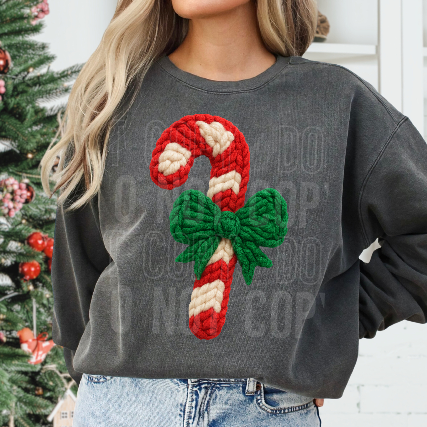 Candy Cane Bow - TRANSFER (SBB)