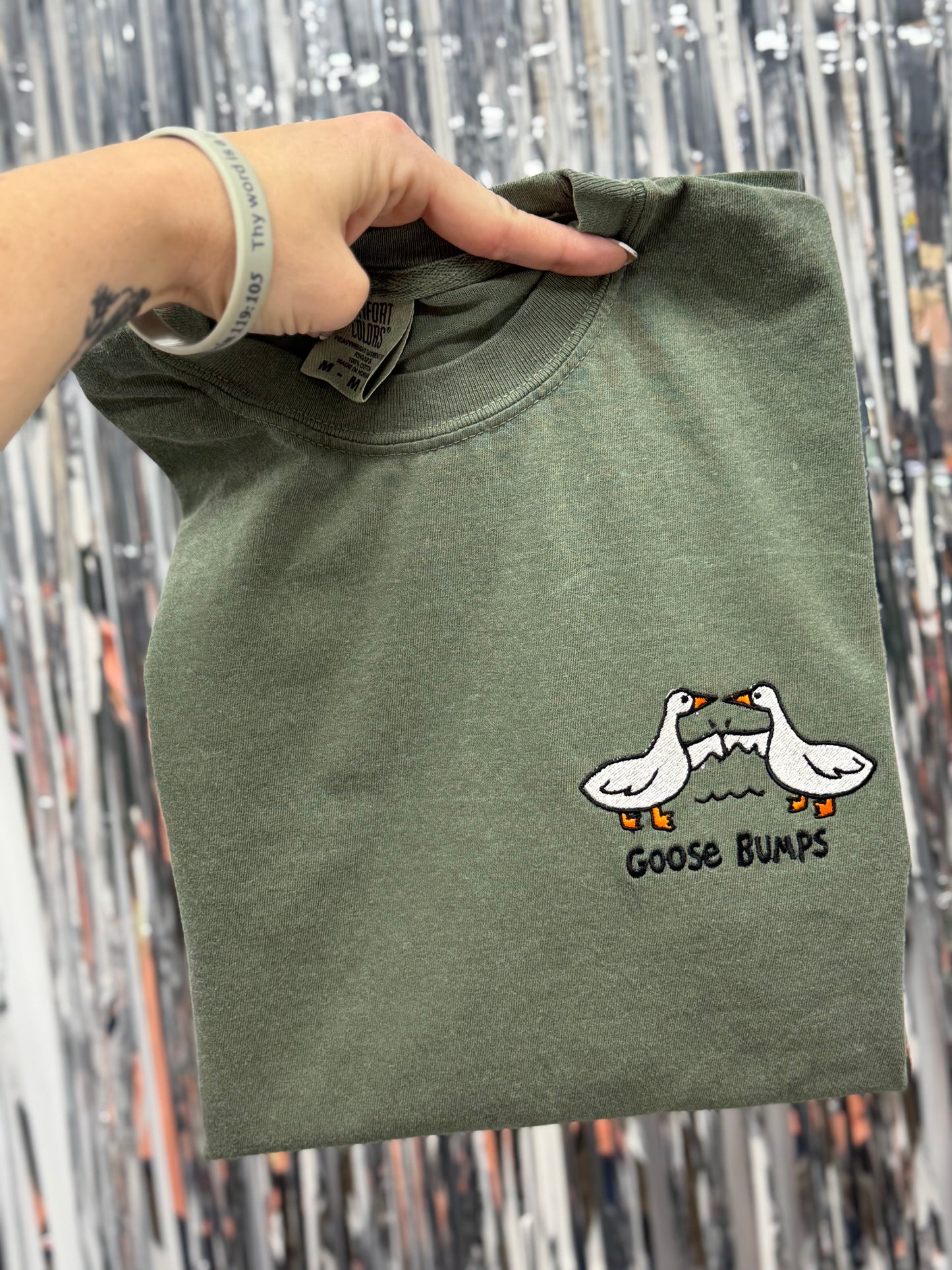 MYSTERY COLOR goose bumps- EMBROIDERED pocket TEE