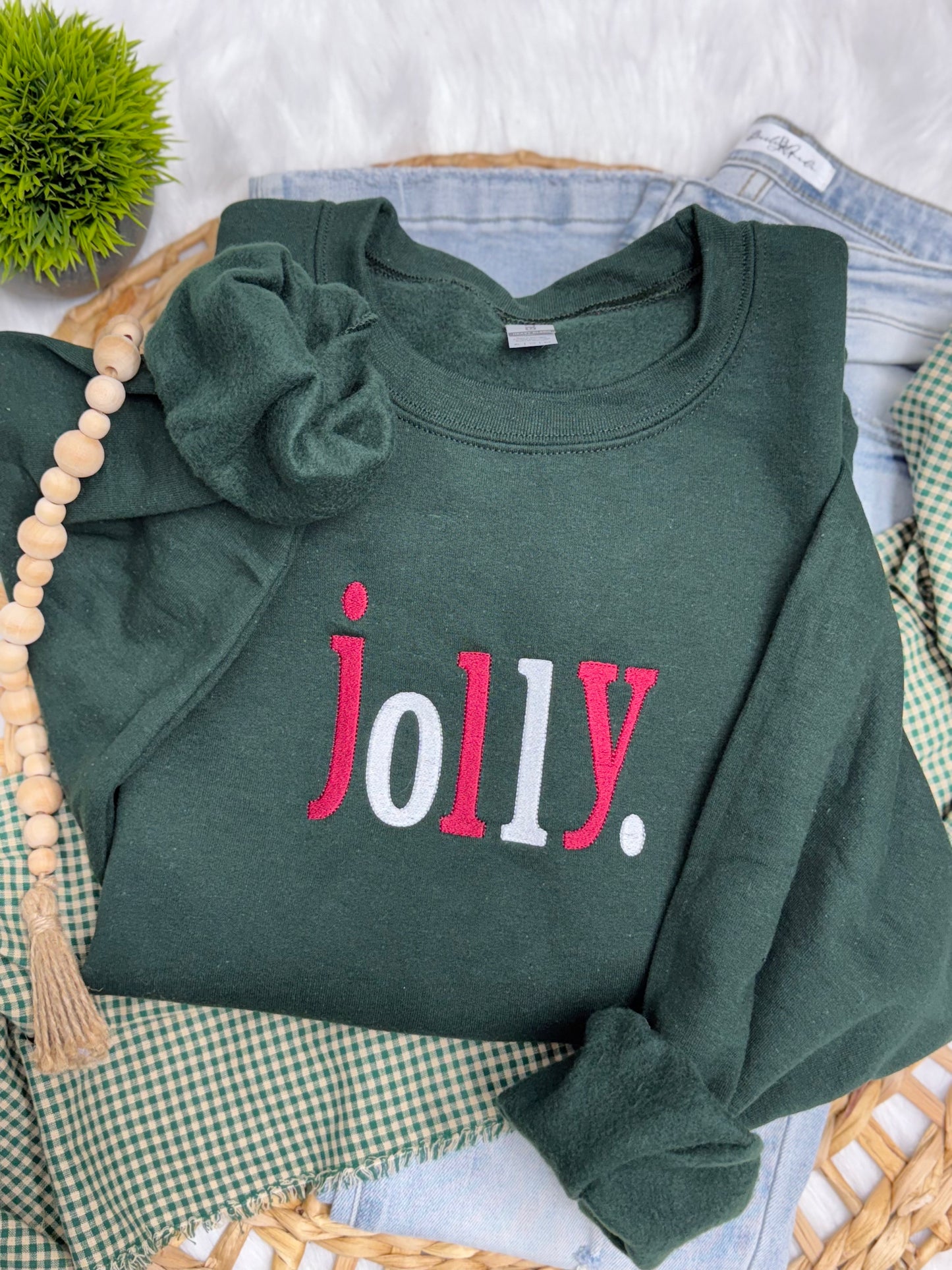 Jolly -EMBROIDERED SWEATSHIRT (Forest Green)