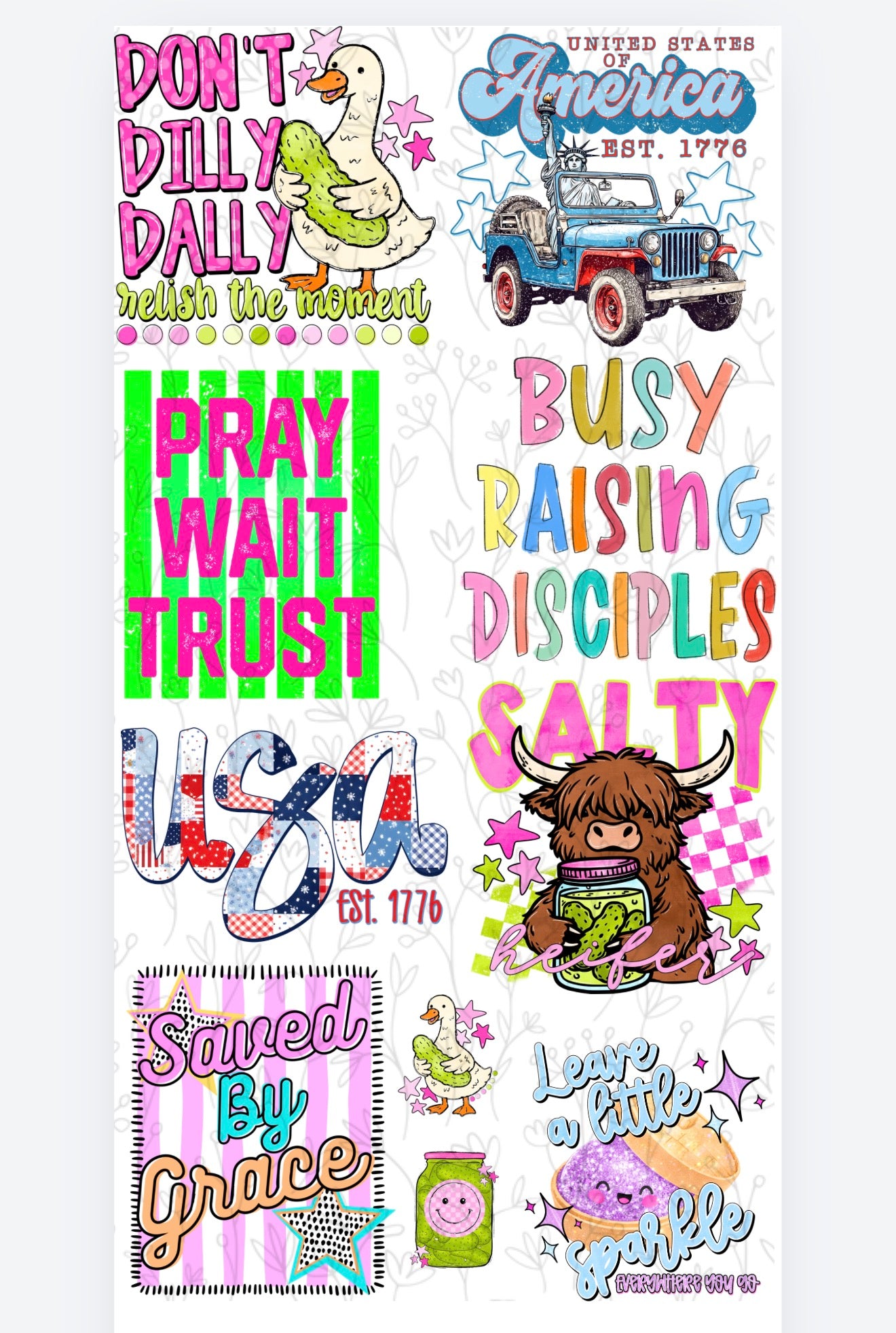Dilly Dally Pre Made Gang Sheet