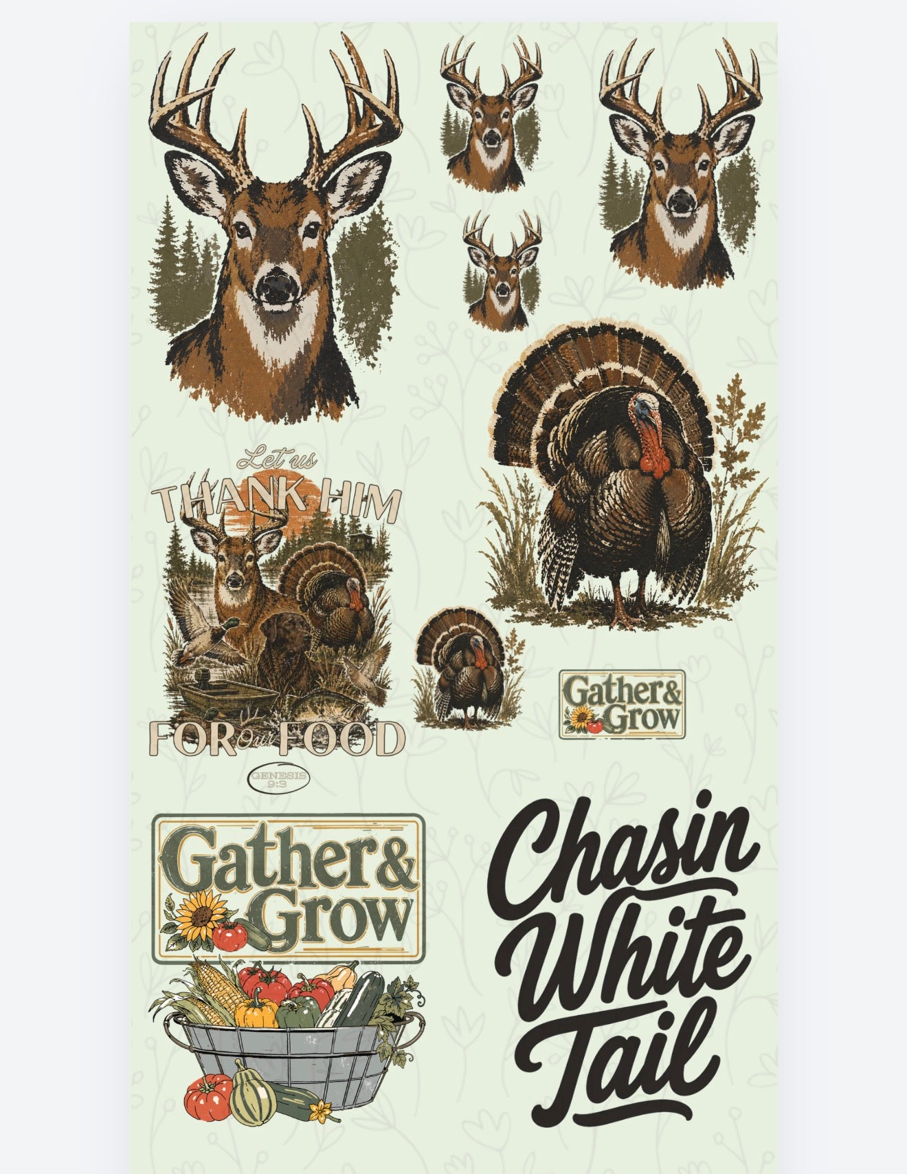 Chasin White Tail Pre Made Gang Sheet