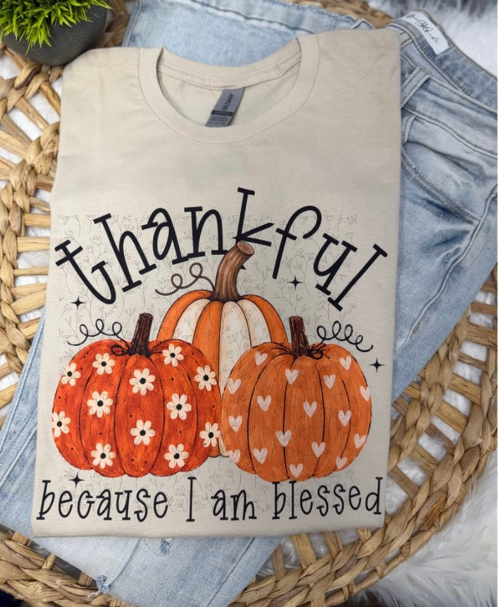 Thankful Because I am Blessed | Natural- COMPLETED TEE