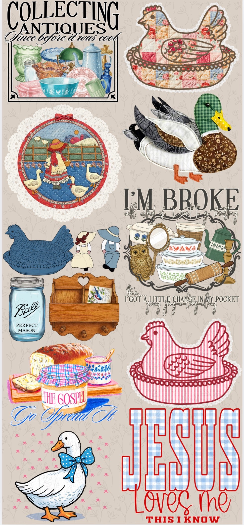 Collecting Antiques Pre Made Gang Sheet