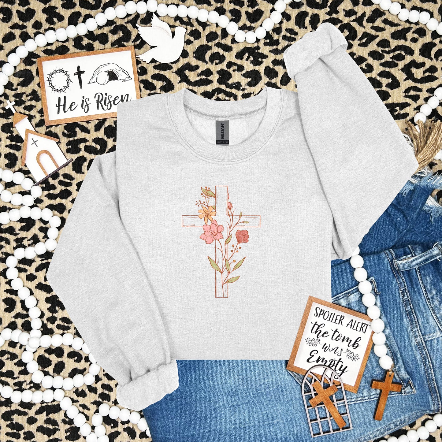 Cross with Flowers - TRANSFERS (SD)
