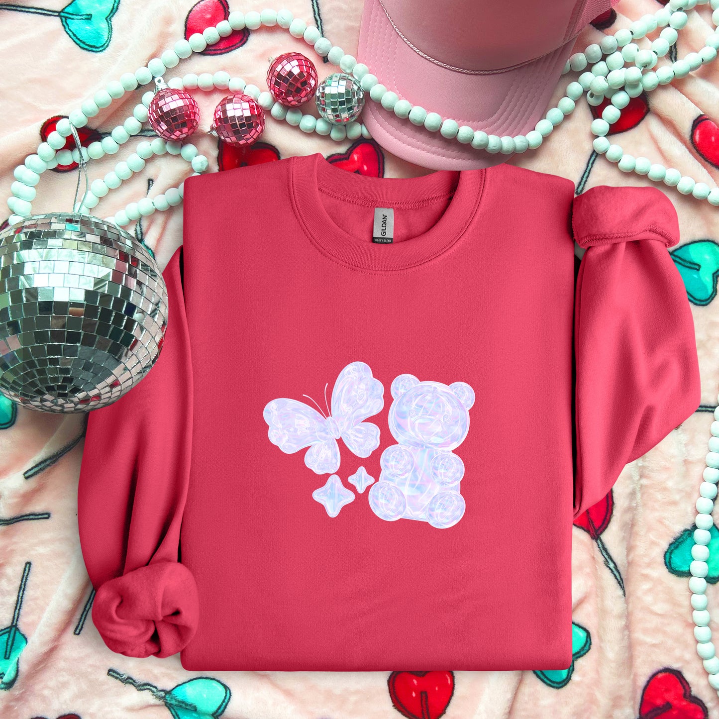 Holographic Bear with Butterfly - TRANSFERS (L)