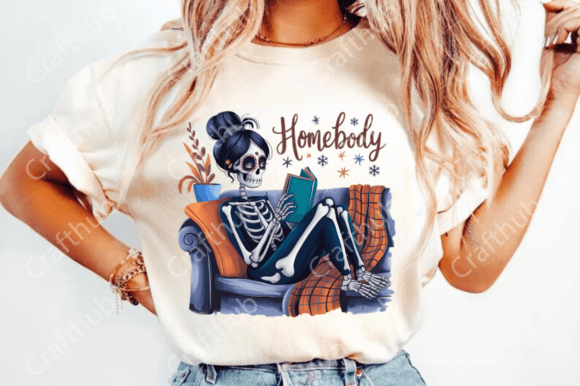 Homebody Skeleton with Book - TRANSFER (CF)