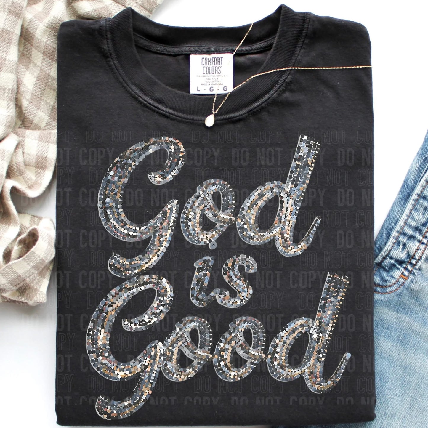 God is good faux sequin - TRANSFER (SBB)