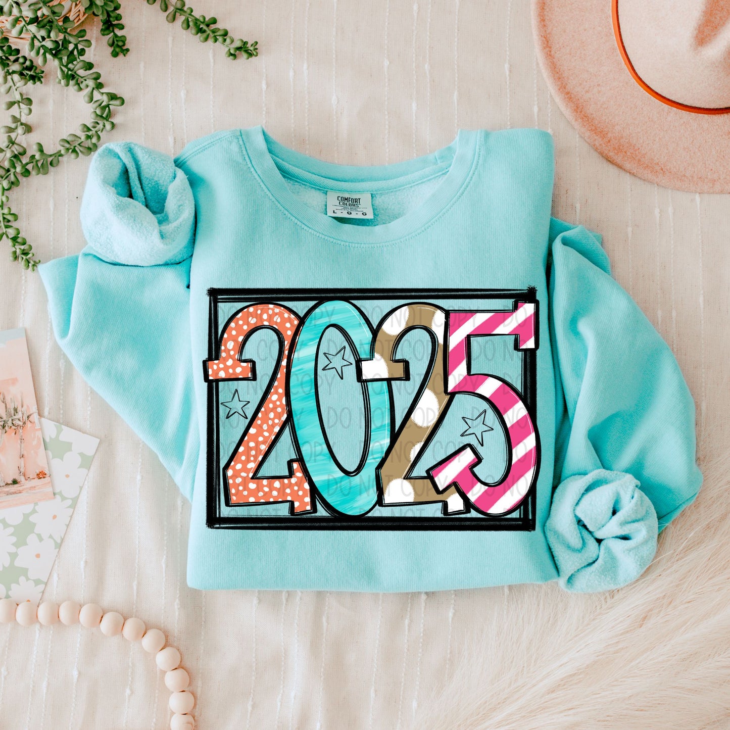 Happy New Year Multicolor with Stars - TRANSFER (SW)