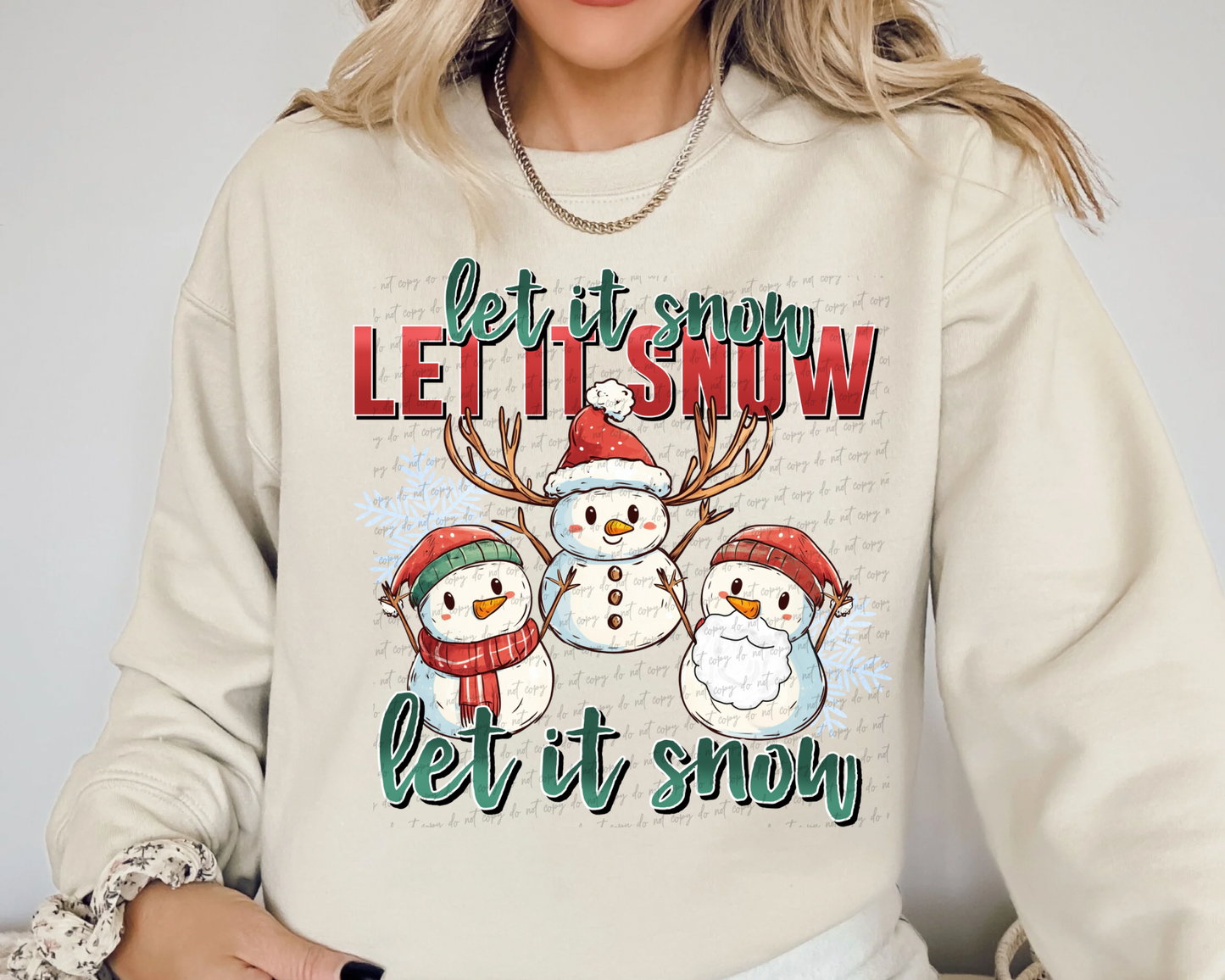 Let it Snow Snowmen with Antlers - TRANSFER (SS)