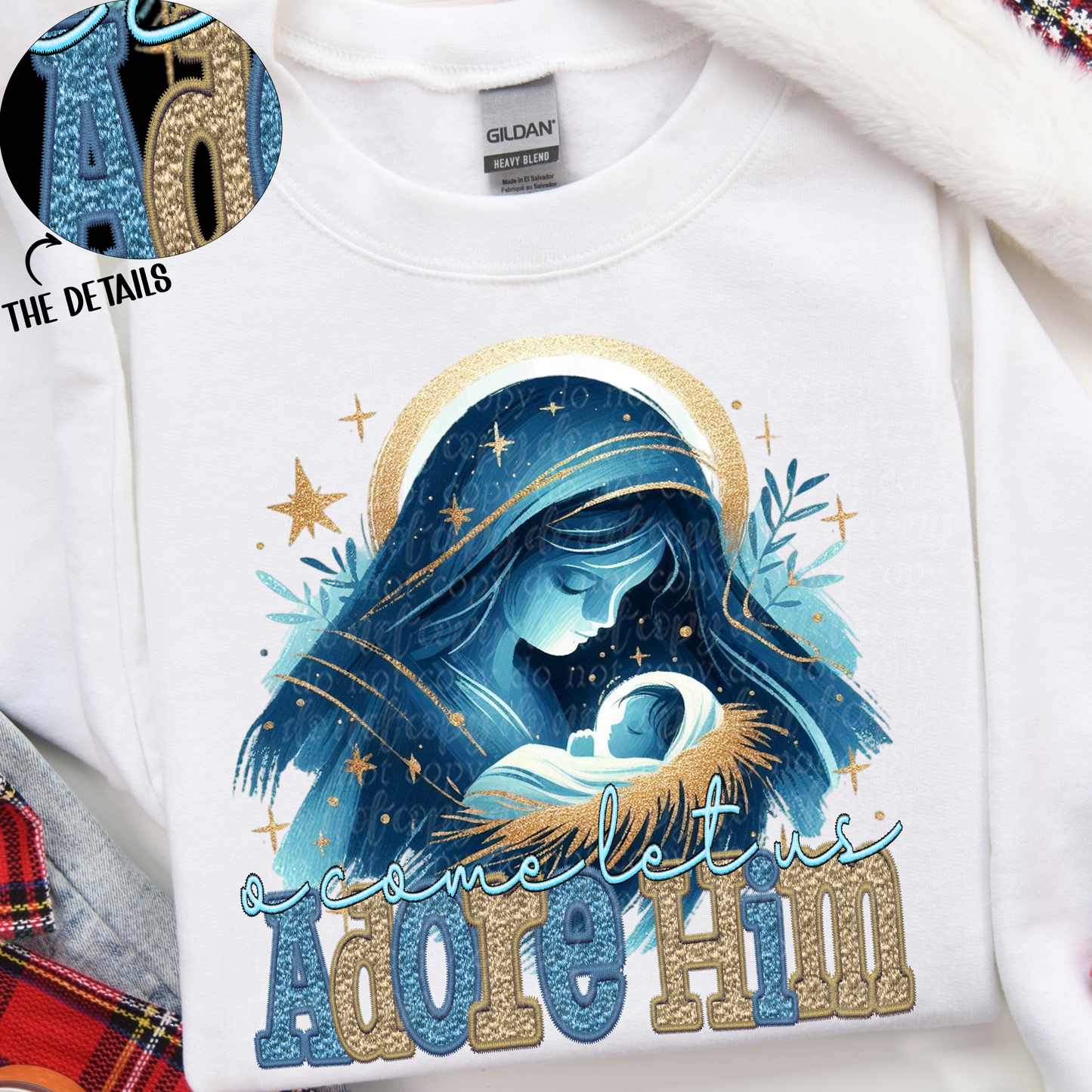 Adore Him Faux Embroidery - TRANSFERS (TD)