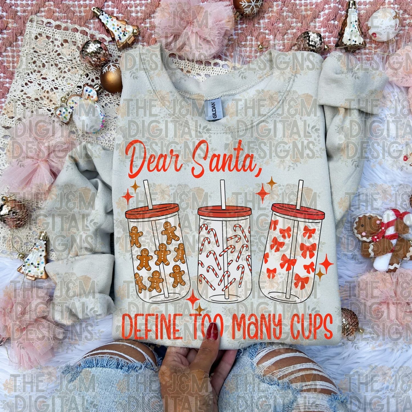 Dear Santa, Define Too Many Mugs - TRANSFER (HW)