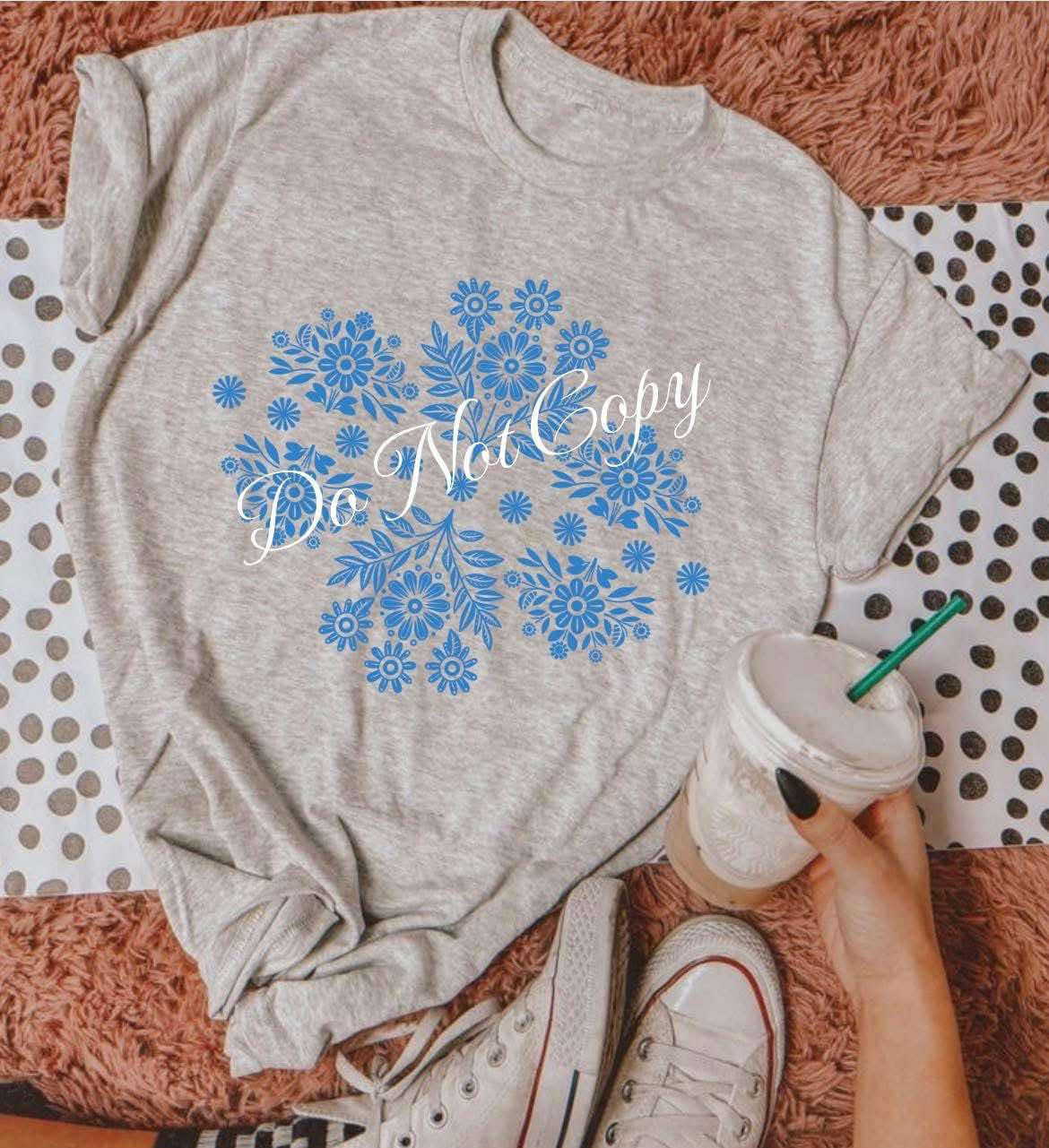 Vintage Blue FLower - TRANSFERS (TIB)