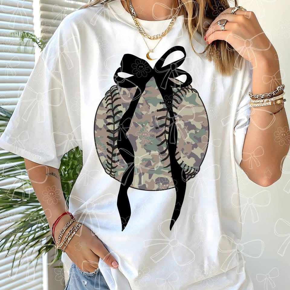 Camo Baseball Black Bow 1 - TRANSFER (CC)
