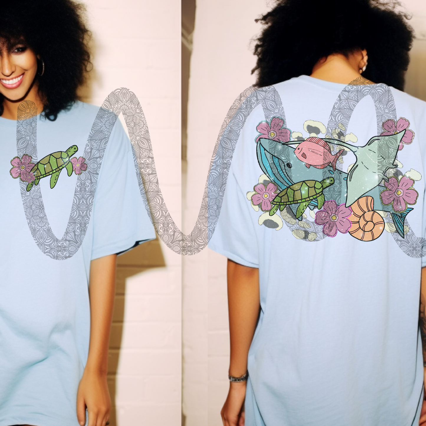 Sea Turtle And Friends pocket/Back - Transfer (HFS)