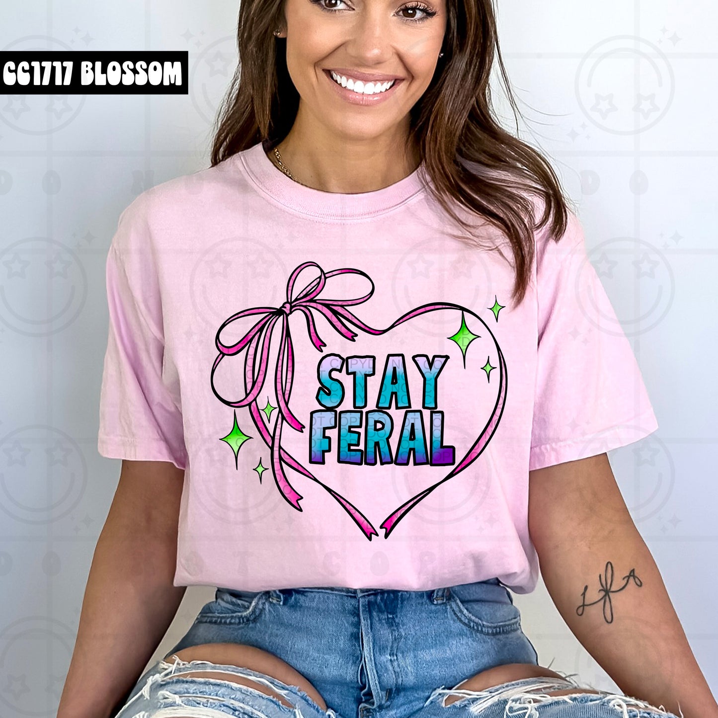 Stay Feral Ribbon Heart - TRANSFERS (HW)