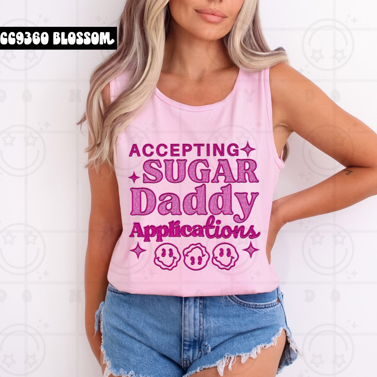 Accepting Sugar Daddy Applications Faux Embroidery - TRANSFERS (HW)