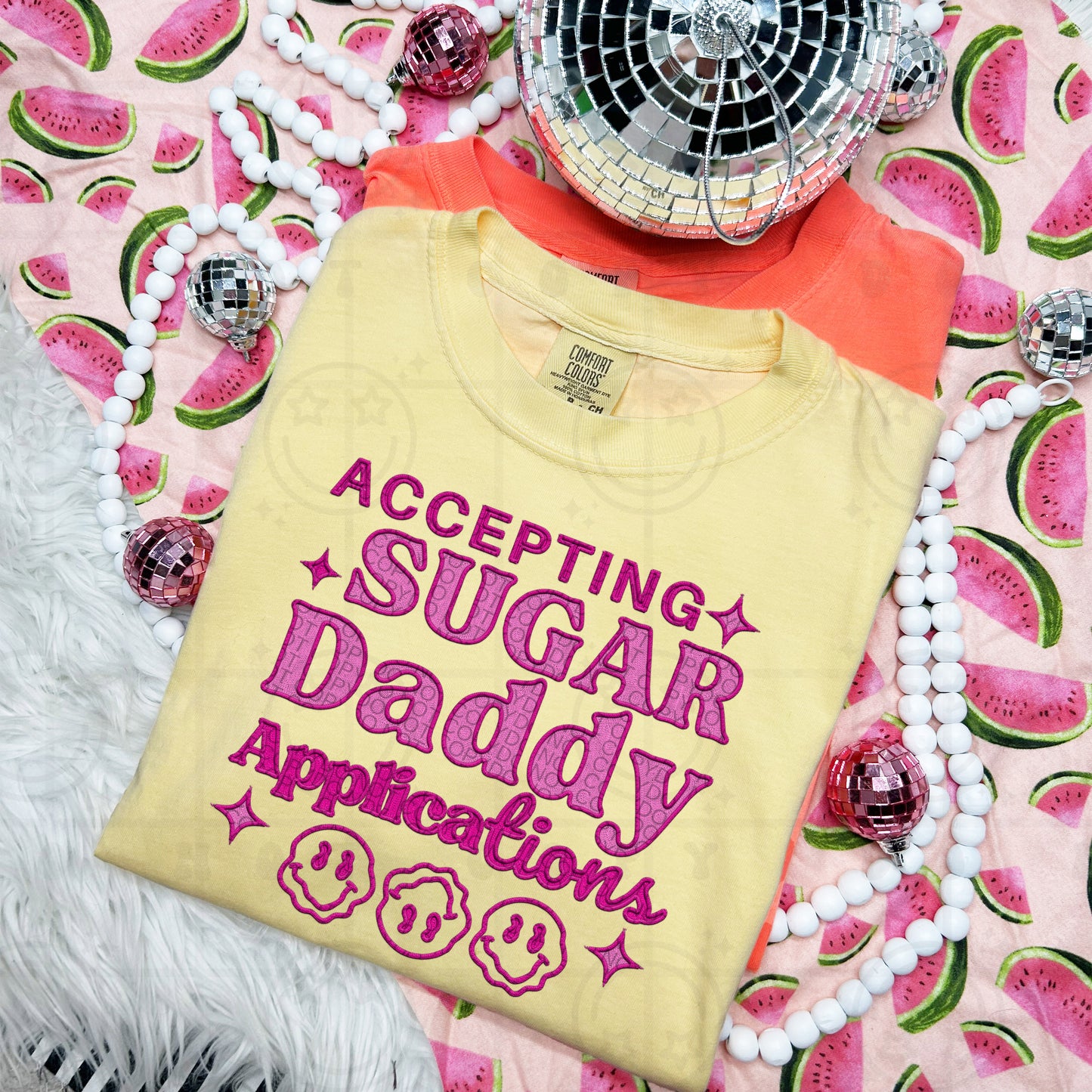 Accepting Sugar Daddy Applications Faux Embroidery - TRANSFERS (HW)