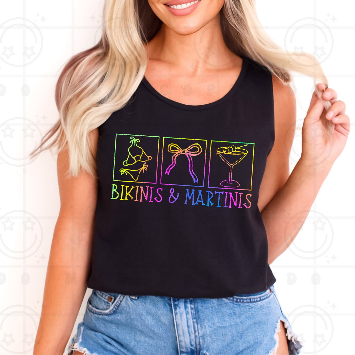 Bikinis and Martinis Rainbow Ink - TRANSFERS (HW)