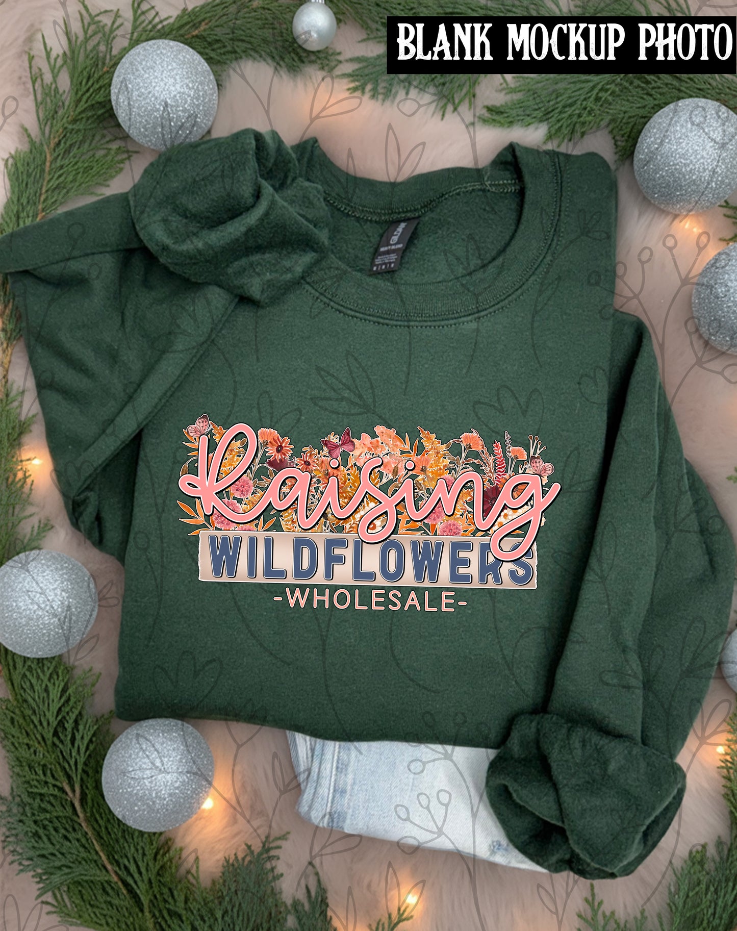 Gildan 18000 Sweatshirt Blank Mock up photo | Forest Green