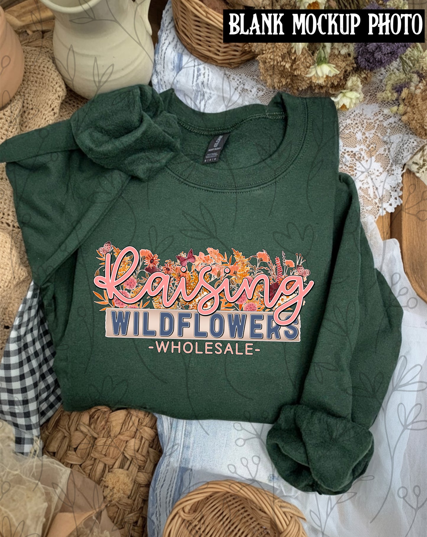 Gildan 18000 Sweatshirt Blank Mock up photo | Forest Green