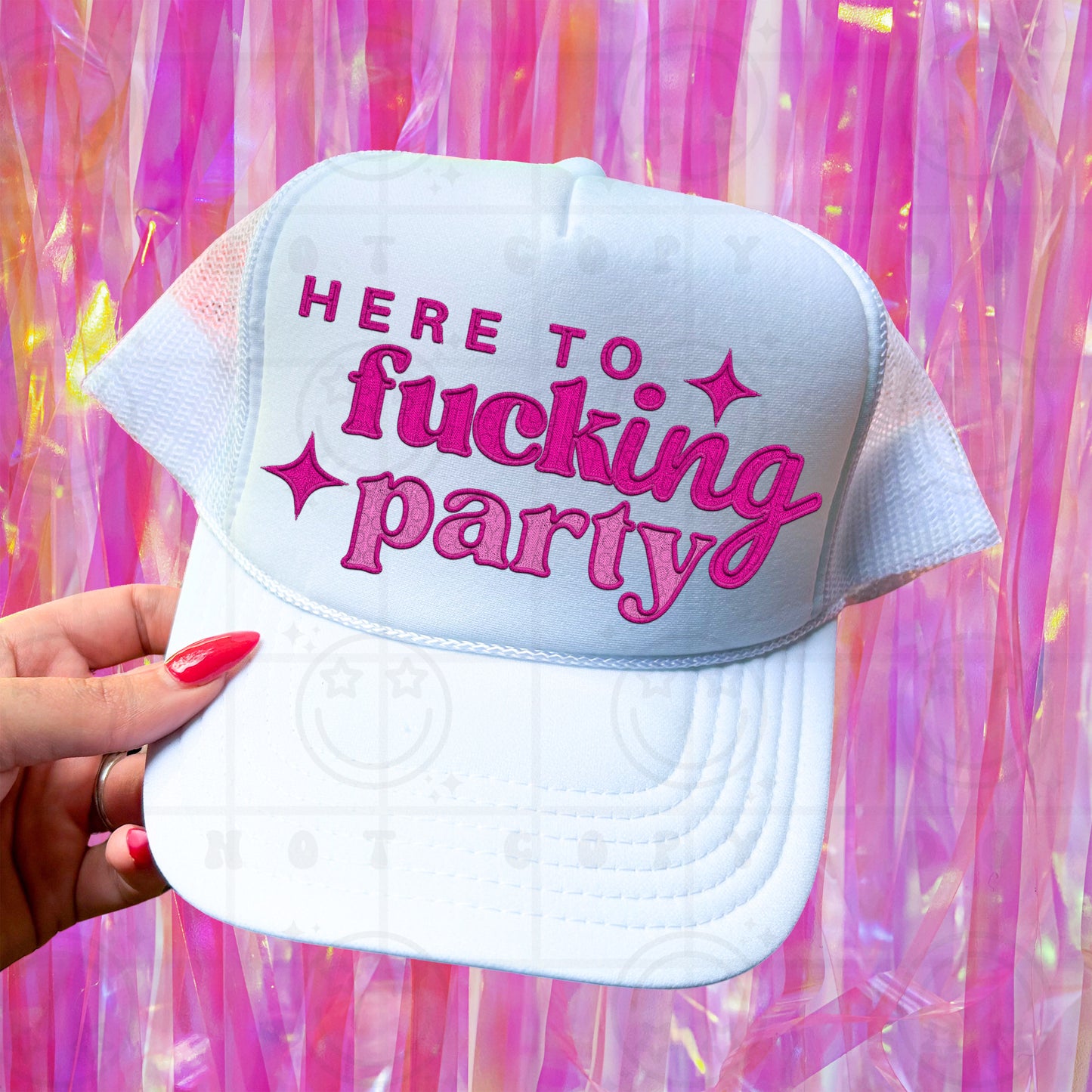 Here To Fucking Party Faux Embroidery - TRANSFERS (HW)