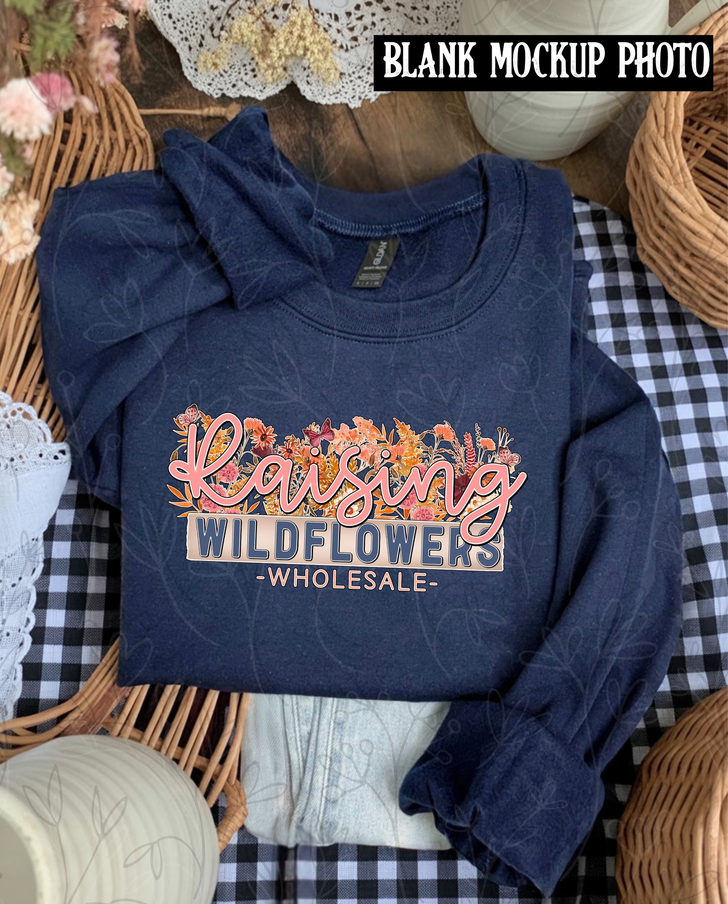 Gildan 18000 Sweatshirt Blank Mock up photo | Navy