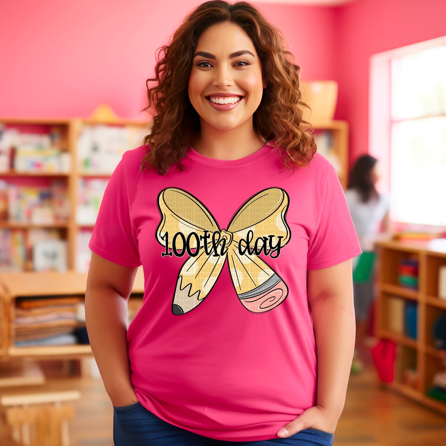 100th Day Pencil Bow - TRANSFER (SDD)