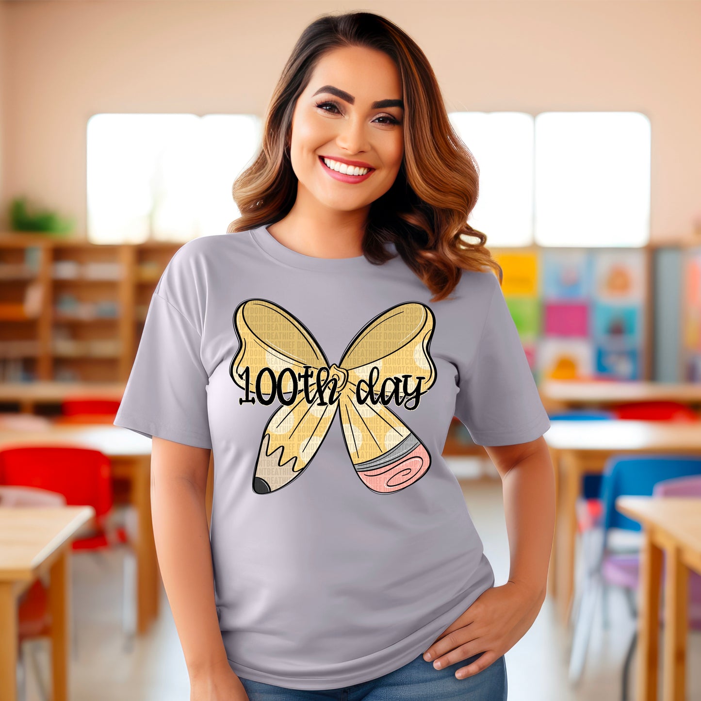 100th Day Pencil Bow - TRANSFER (SDD)