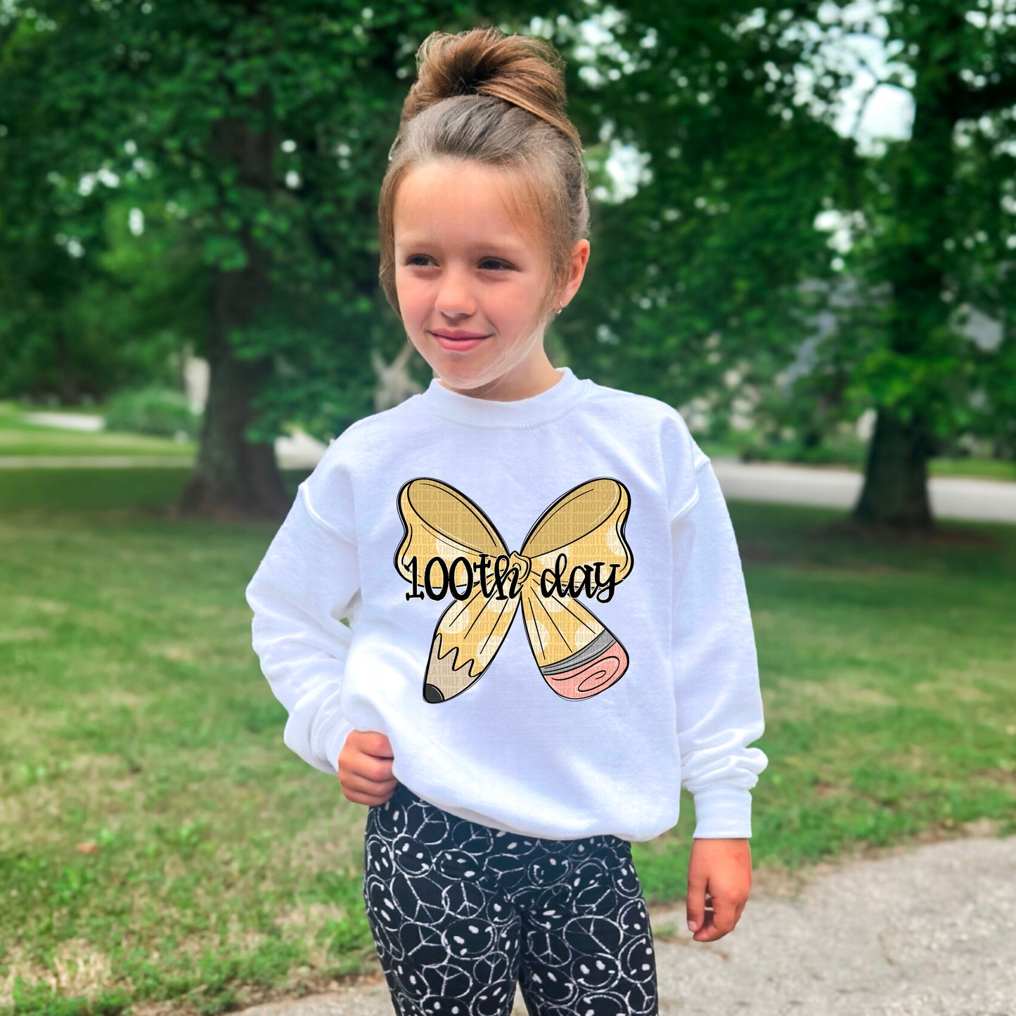 100th Day Pencil Bow - TRANSFER (SDD)