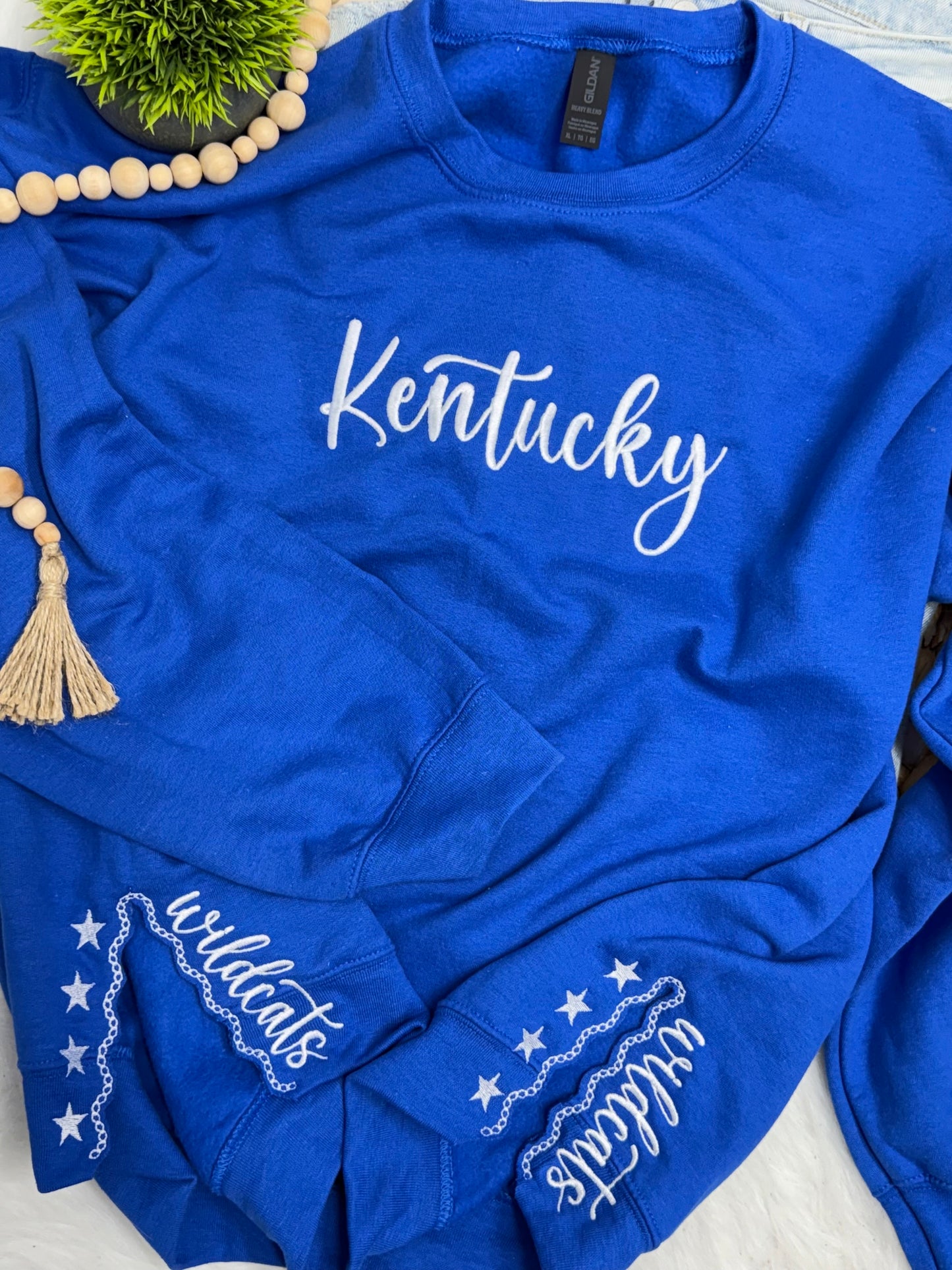 CUSTOM Team/State with side slit mascot & stars - EMBROIDERED