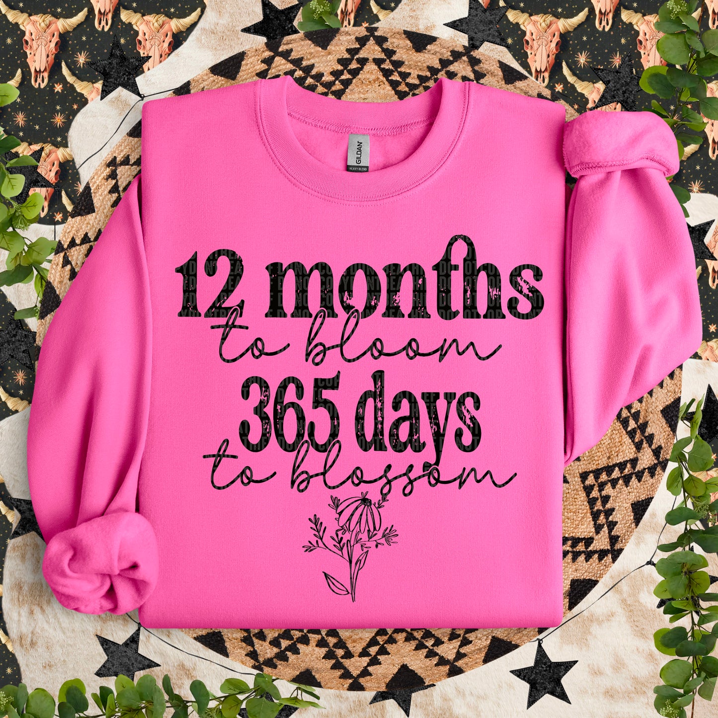 12 Months to Bloom Black Ink - TRANSFER (SDD)