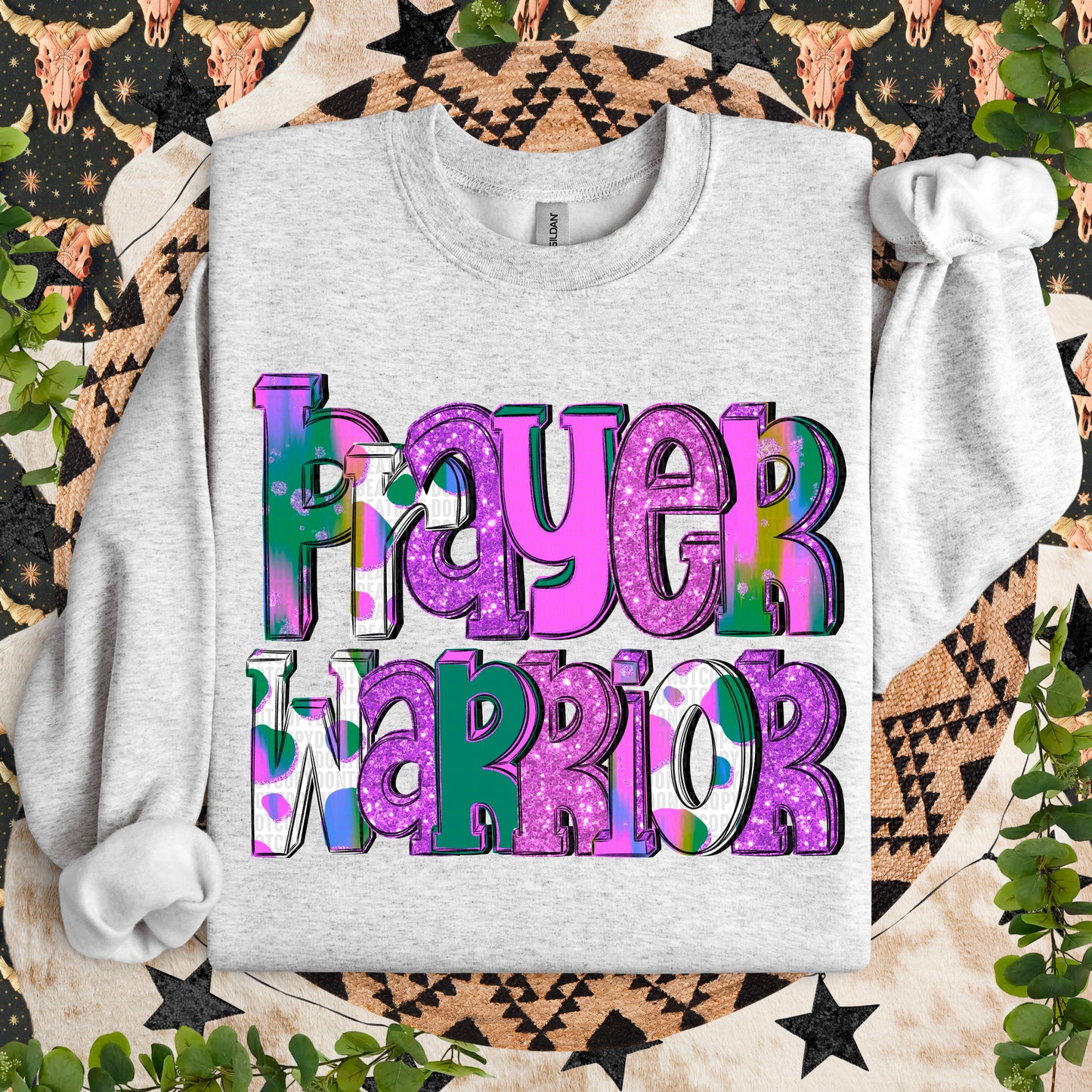 Prayer Warrior Purple Faux Sequins Multicolor - Transfer (SDD)