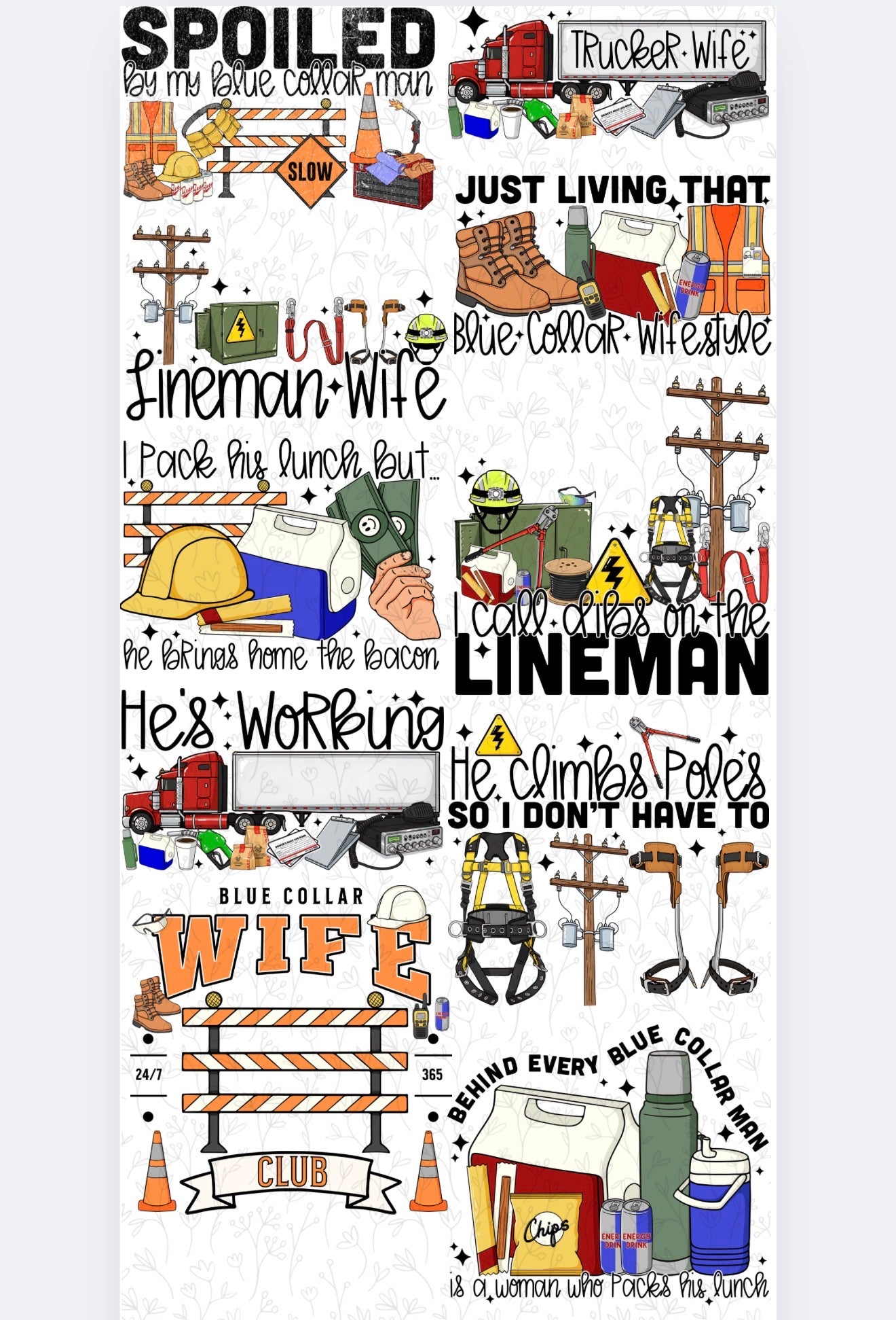 Blue Collar - PRE MADE GANG SHEET