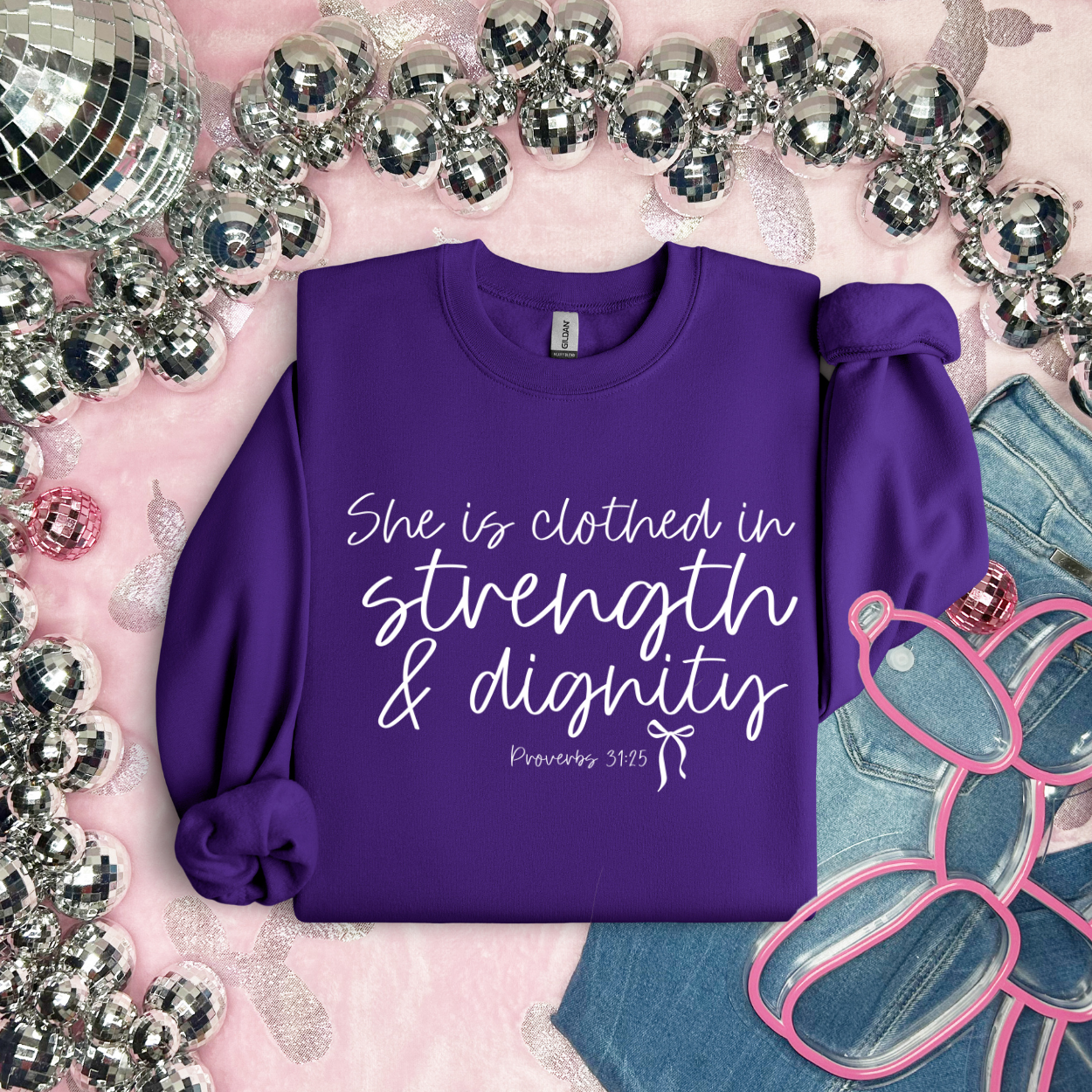 She Is Clothed In Strength / White - TRANSFER (OHDD)