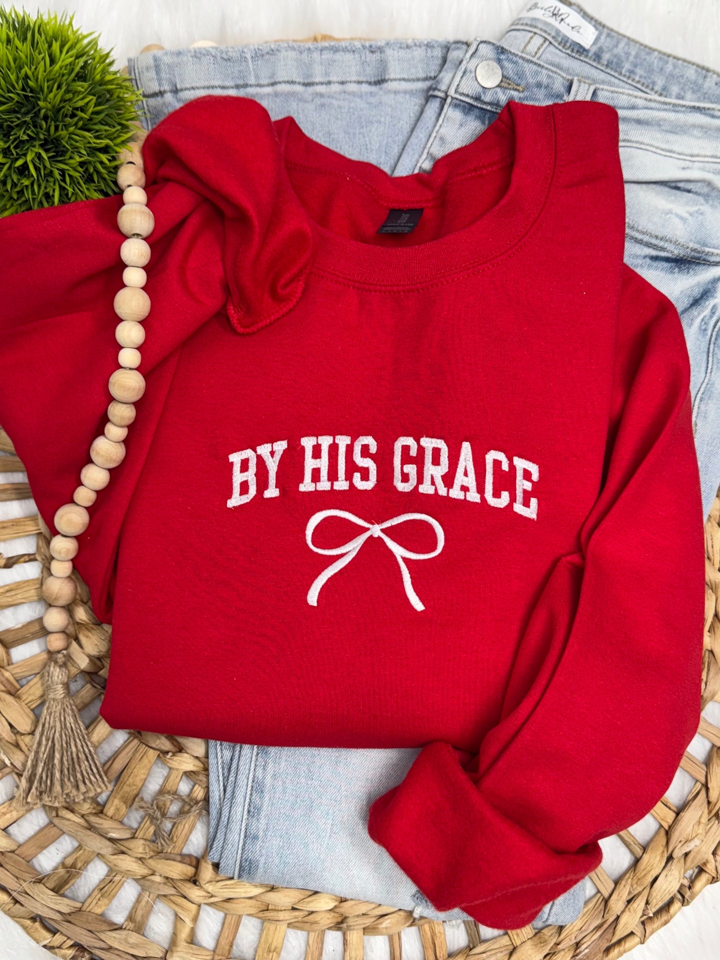 By his grace   -EMBROIDERED SWEATSHIRT