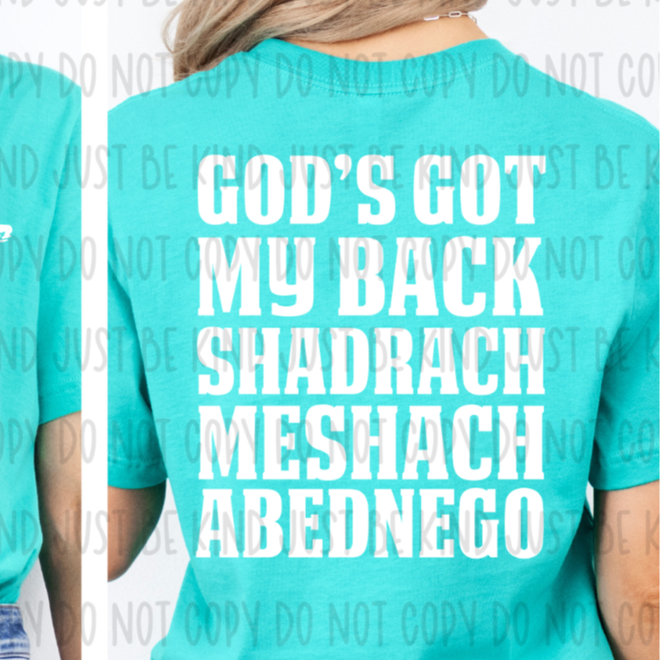 God's Got My Back BACK ONLY  - TRANSFERS (TGG)