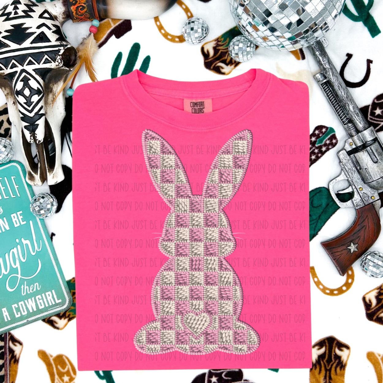 Pink Checkered Bunny -  TRANSFERS (KPI)