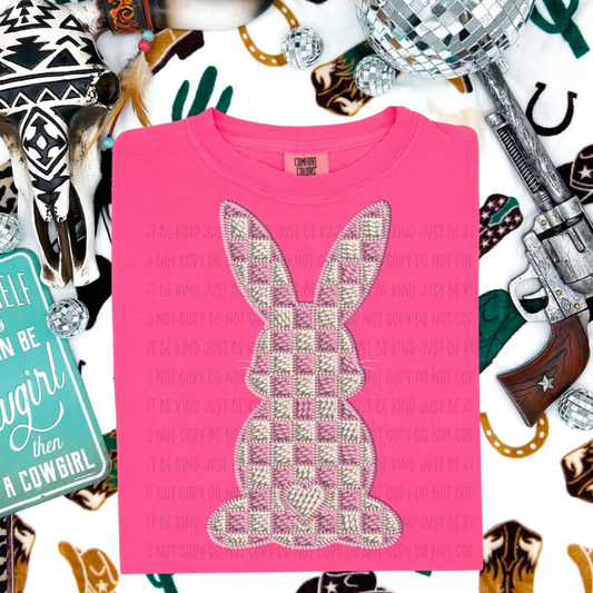 Pink Checkered Bunny - COMPLETED TEE