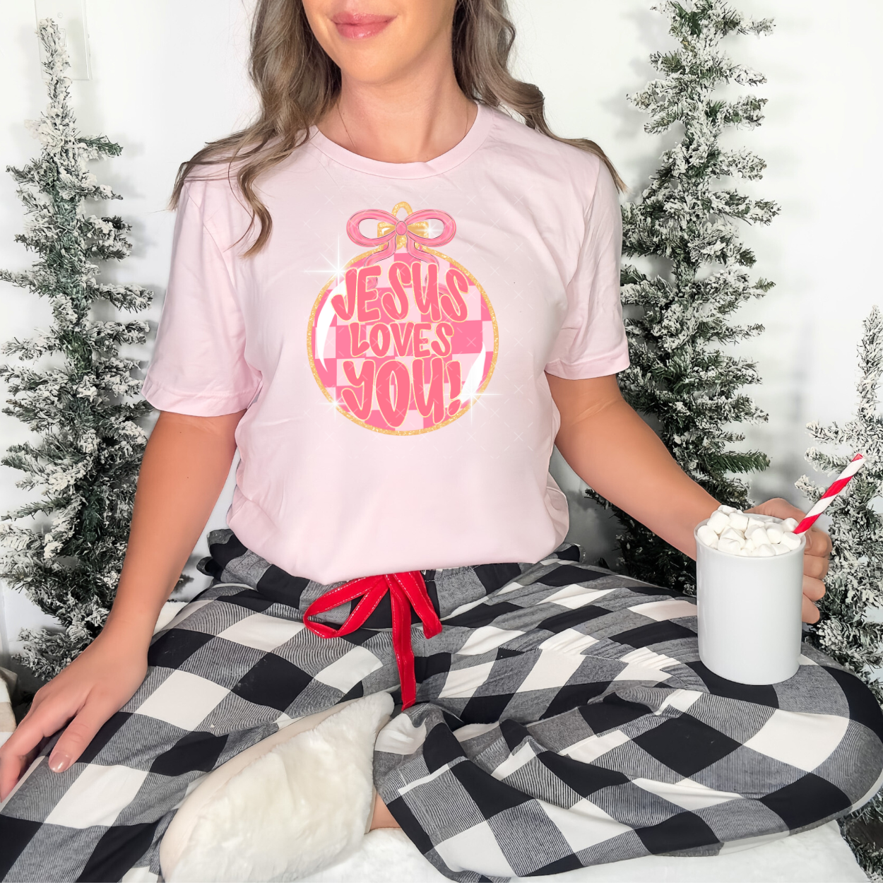 Jesus Loves You / Light Pink Checkered - TRANSFER (OHDD)